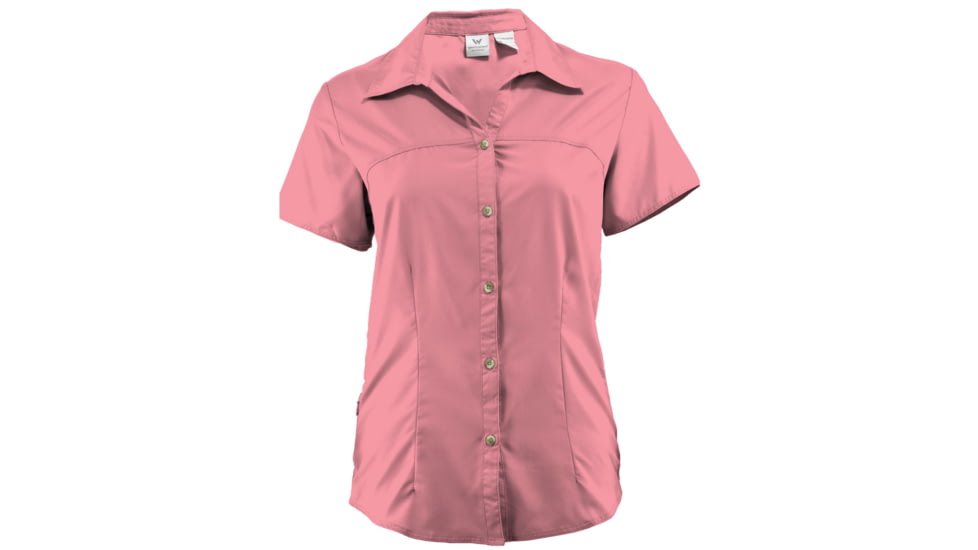White Sierra Gobi Desert Short Sleeve Shirt - Women's-Coral-Large