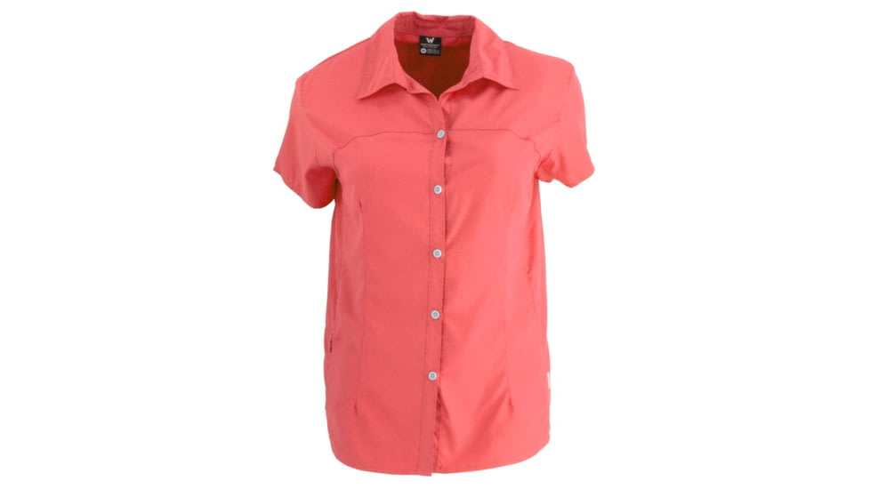 White Sierra Gobi Desert Short Sleeve Shirt - Womens, Watermelon, Small, D4265W-Watermelon - WML-SMALL