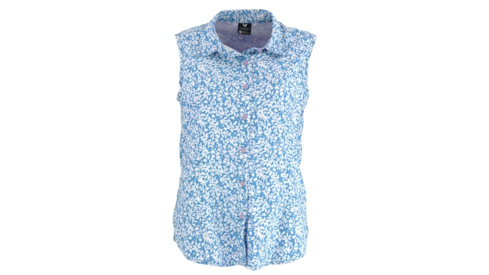White Sierra Gobi Desert Sleeveless Shirt - Printed - Womens, Provence Blue, Large, D4268WP-Provence Blue - PVB-LARGE