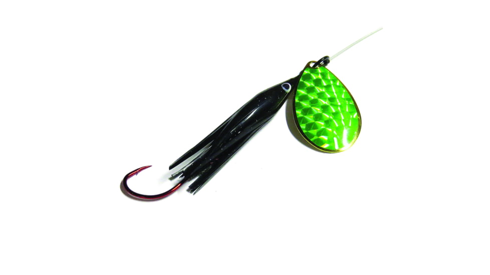 Wicked Lures Snelled Spinner, Number 6 Blade Black/Green, KK Black-Green 6