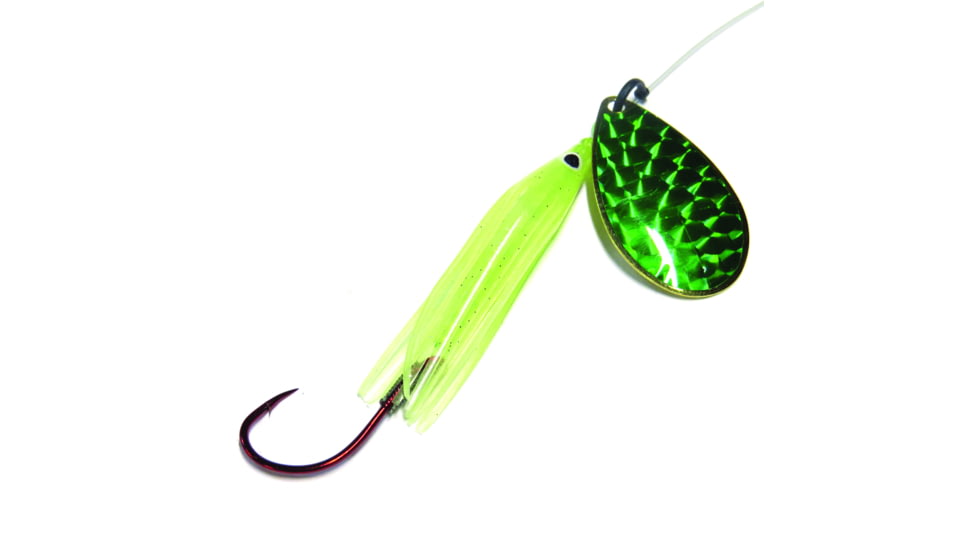 Wicked Lures Snelled Spinner, Number 6 Blade Green/Glow, CT Green-Glow 6