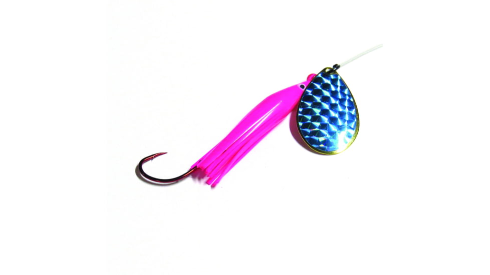 Wicked Lures Snelled Spinner, Number 6 Blade, Pink/Blue, KK Pink-Blue 6