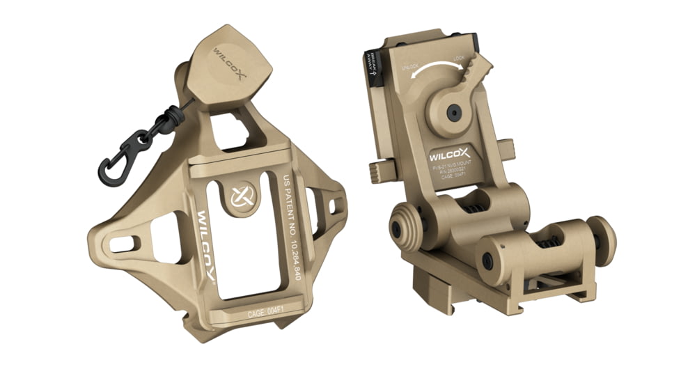 Wilcox G21 Night Vision Goggle Mount, Three Hole Shroud/Lanyard/Cup, Tan, 28300G21-T