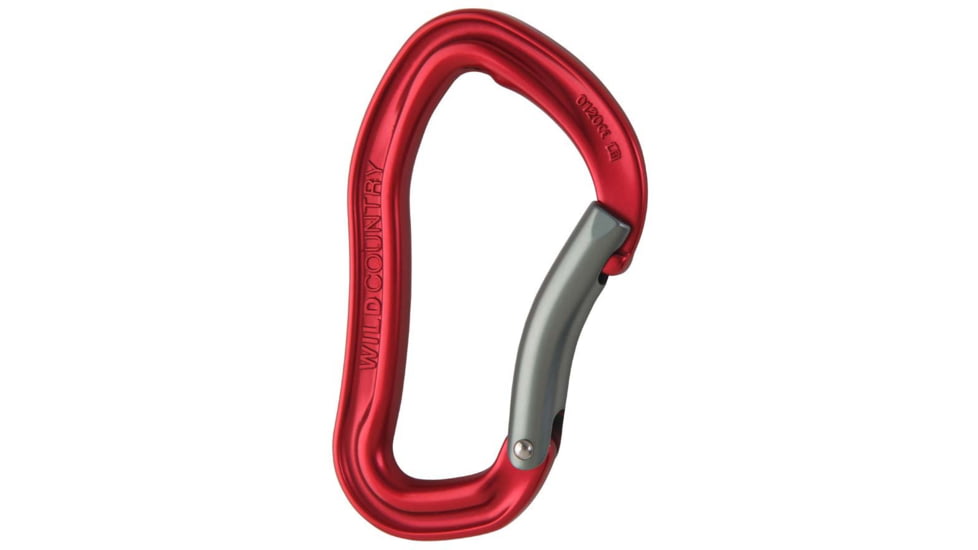 Wild Country Climbing Electron Carabiner, Bent Gate, Red/Gunmetal, 40-ELECTBG-RED