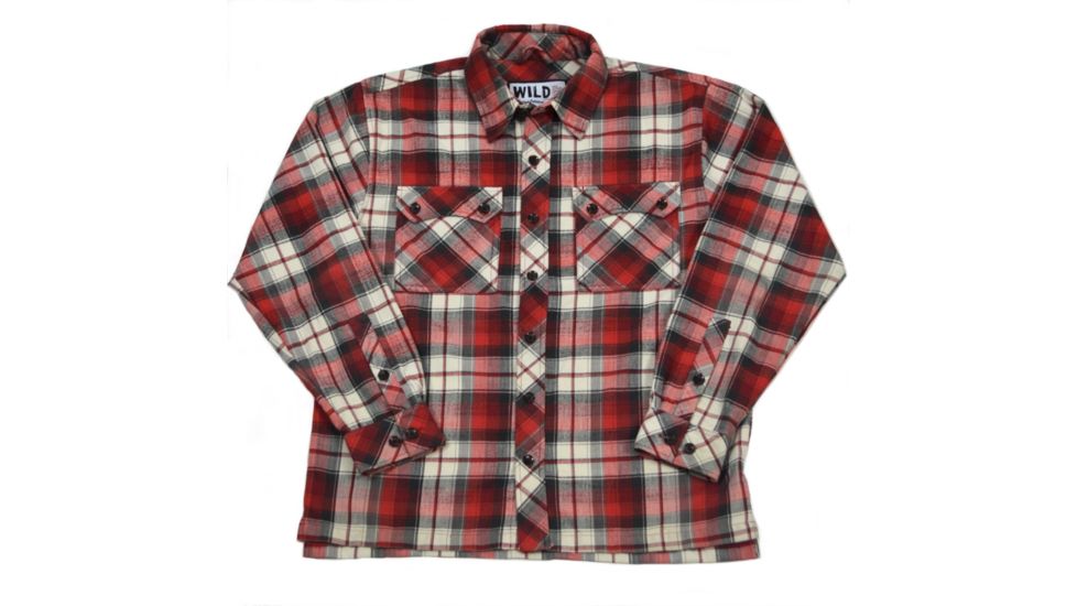 Wild Outdoor Apparel Mythical Lumberjack Flannel, Red Wool Plaid, Medium, 013168200106
