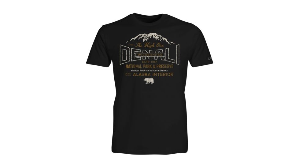 Wilder and Sons Denali National Park Short Sleeve T-Shirt, Small, Black, WSN01295-Black-XL
