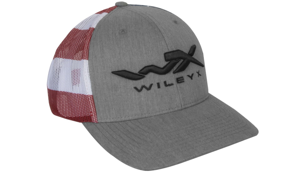 Wiley X Adjustable Mesh Stars and Stripes Hat, Grey, Red, White, Blue, One Size, J913