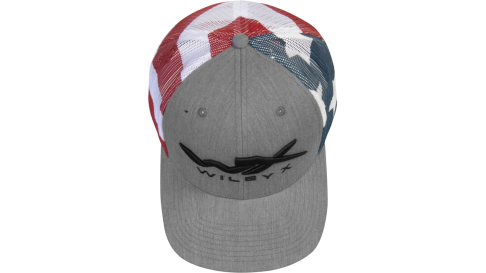 Wiley X Adjustable Mesh Stars and Stripes Hat, Grey, Red, White, Blue, One Size, J913