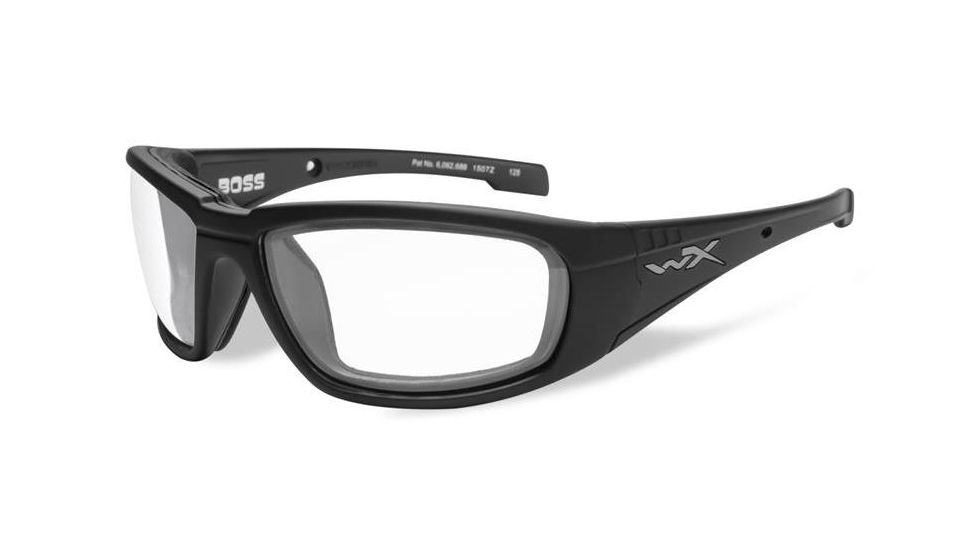 Wiley X Boss Sunglasses-Matte Black Frame-Clear Lens CCBOS03