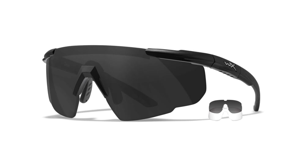 Wiley X Changeable Series Saber Advanced Safety Glasses, Matte Black Frame, Grey Clear Lens, 307