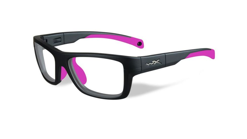 Wiley X Crush Sunglasses, Matte Grey/ Depp Pink Frame/Clear, YFCRS03