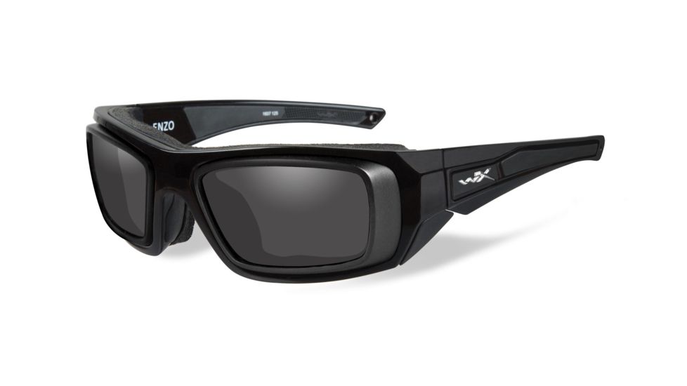 Wiley X Enzo Sunglasses, Gloss Black Frame/ Demo Lenses, CCENZ03D