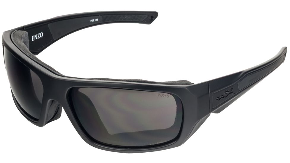 Wiley X Enzo Sunglasses, Matte Black Frame/ Black Ops Grey, CCENZ01