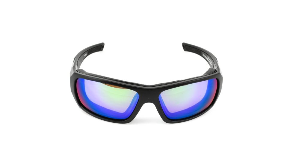 Wiley X Enzo Sunglasses, Matte Black Frame,Polarized Emerald Mirror Amber Lens CCENZ07