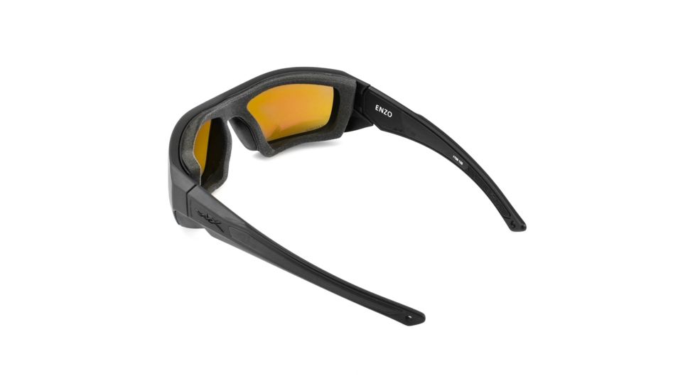 Wiley X Enzo Sunglasses, Matte Black Frame,Polarized Emerald Mirror Amber Lens CCENZ07