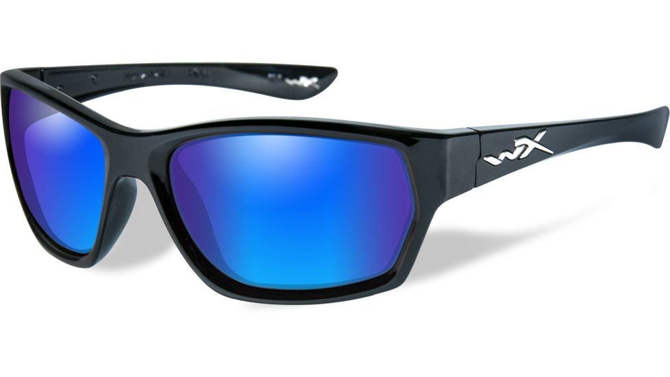 Wiley X Moxy Sunglasses,Gloss Black Frame,Polarized Blue Lens WXSSMOX09