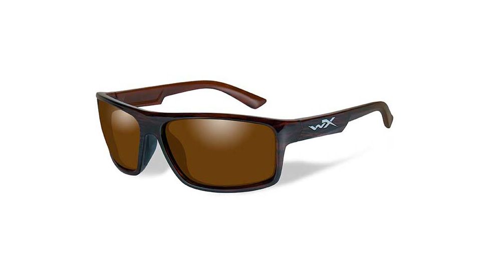 Wiley X Peak Sunglasses,Gloss Layered Tortoise Frame,Polarized Amber Lens WXACPEA04