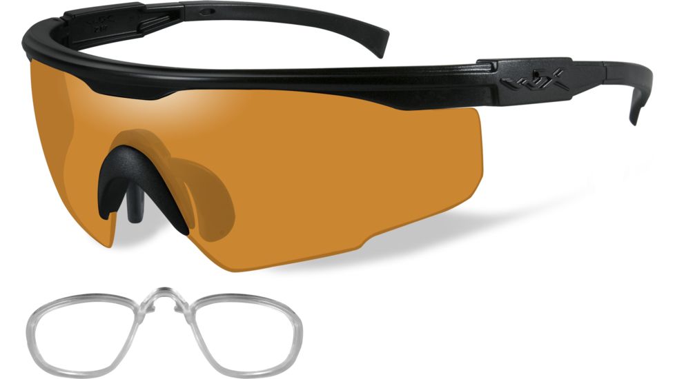 Wiley X PT-1 Sunglasses - Matte Black Frame w/ Light Rust Lens w/ RX Insert PT-1LRX