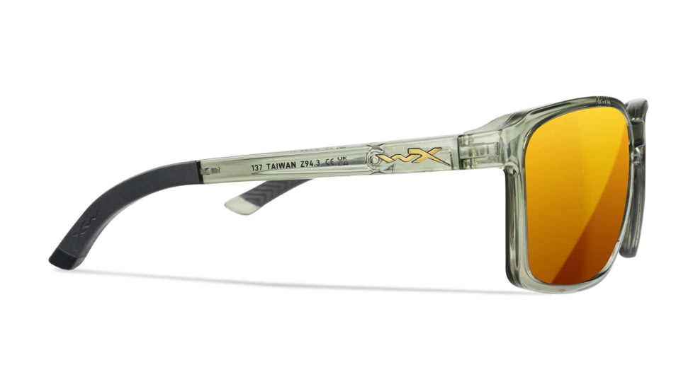 Wiley X WX Alfa Sunglasses, Gloss Crystal Light Olive Frame, Captivate Polarized Bronze Mirror Lens, AC6ALF04