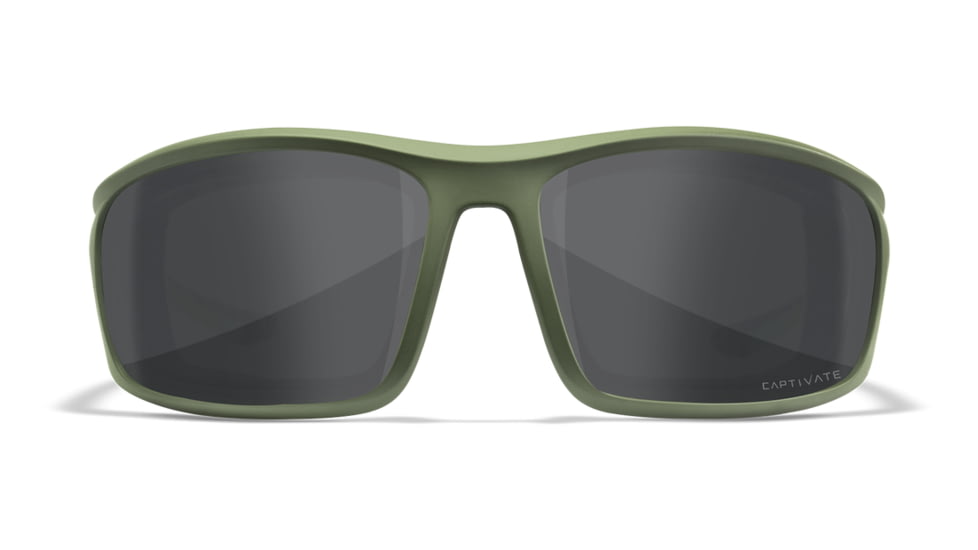 Wiley X WX Grid Sunglasses, Matte Utility Green Frame, Captivate Pol Grey Lens, CCGRD08