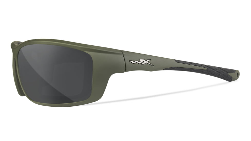 Wiley X WX Grid Sunglasses, Matte Utility Green Frame, Captivate Pol Grey Lens, CCGRD08