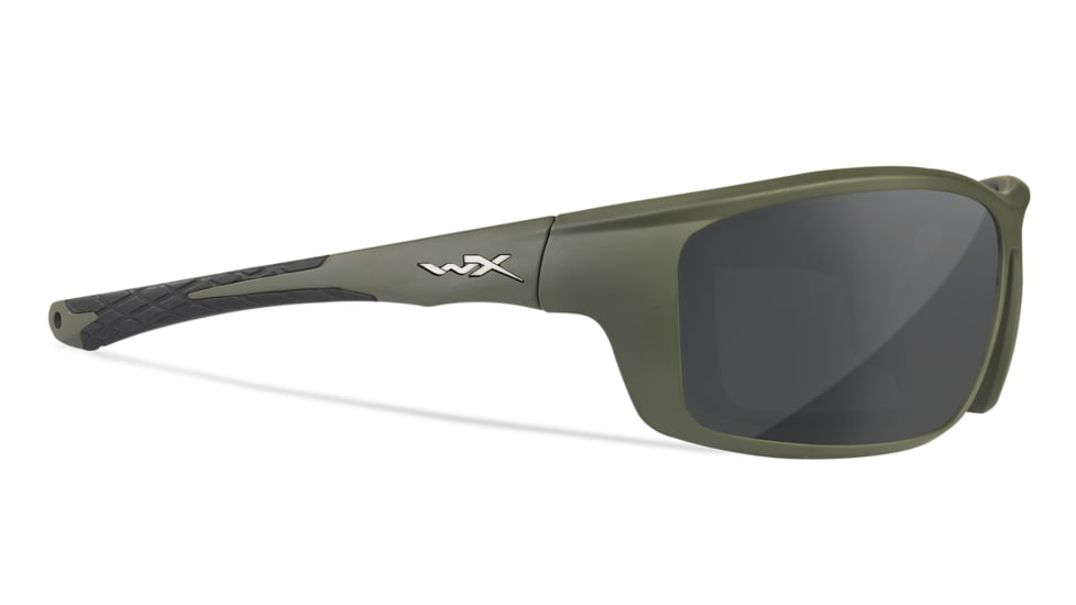 Wiley X WX Grid Sunglasses, Matte Utility Green Frame, Captivate Pol Grey Lens, CCGRD08