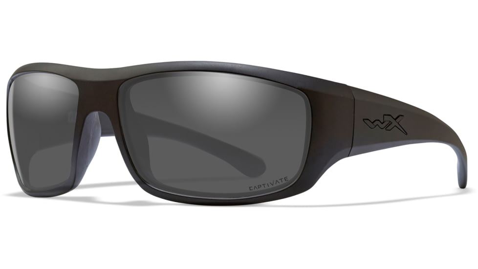 Wiley X WX Omega Sunglasses, Matte Black Frame, Captivate Pol Grey Lenses, ACOME08