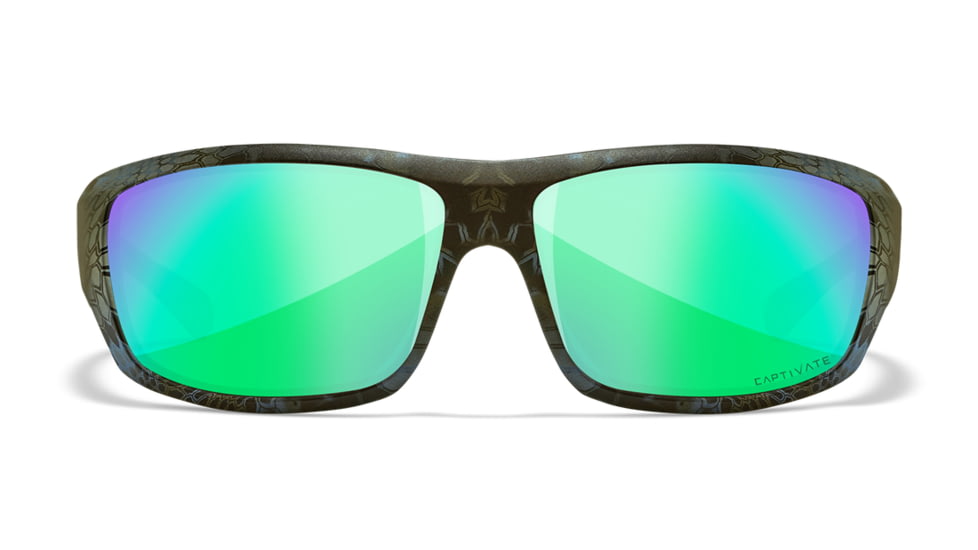 Wiley X WX Omega Sunglasses, Kryptek Neptune Frame, Captivate Pol Green Mirror Lenses, ACOME13