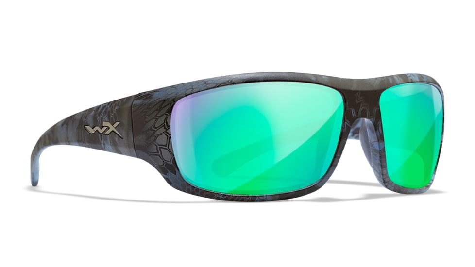 Wiley X WX Omega Sunglasses, Kryptek Neptune Frame, Captivate Pol Green Mirror Lenses, ACOME13