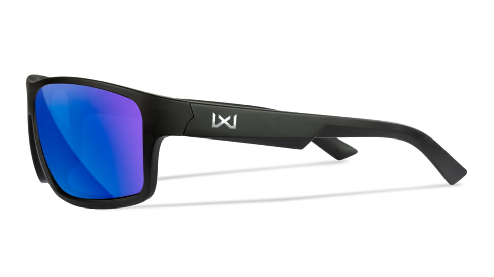 Wiley X WX Peak Sunglasses, Matte Black Frame, Peak XL Captivate Pol Blue Mirror Lens, ACPEA19XL