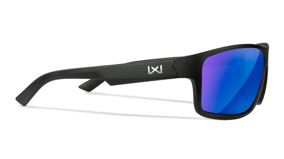 Wiley X WX Peak Sunglasses, Matte Black Frame, Peak XL Captivate Pol Blue Mirror Lens, ACPEA19XL