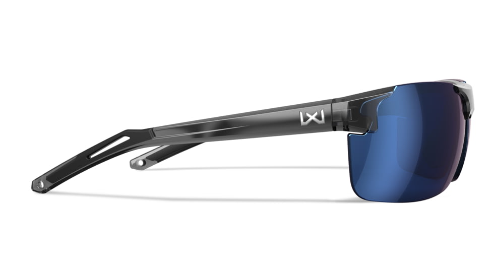 Wiley X WX Prime Sunglasses, Gloss Crystal Grey Frame, Prime Captivate Pol Blue Mirror Lens, ACPRM09