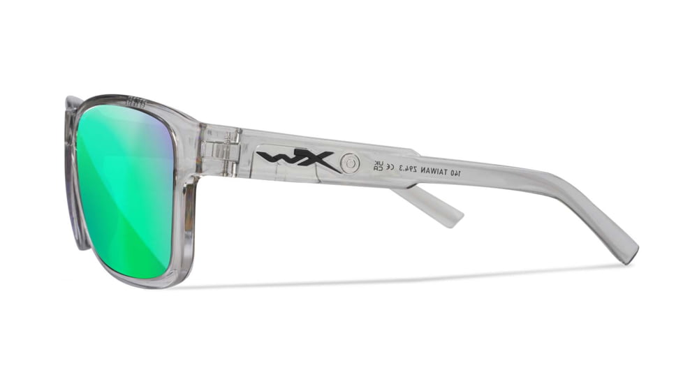 Wiley X WX Trek Sunglasses, Gloss Crystal Light Grey Frame, Captivate Polarized Green Mirror Lens, AC6TRK07