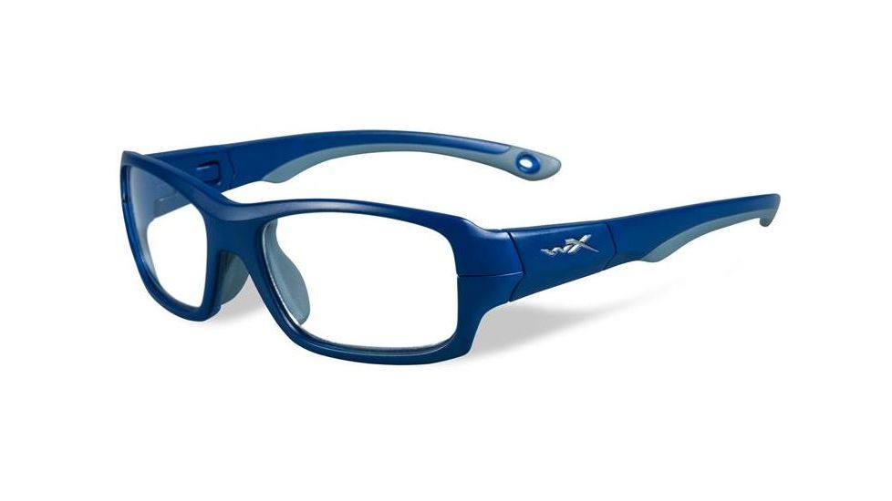 Wiley X Youth Force Fierce Sunglasses,Matte Blue Indigo/Grey Frame,Clear Lens YFFIE01