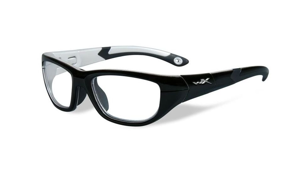 Wiley X Youth Force Victory Sunglasses,Gloss Black/Aluminum Pearl,Clear Lens YFVIC03