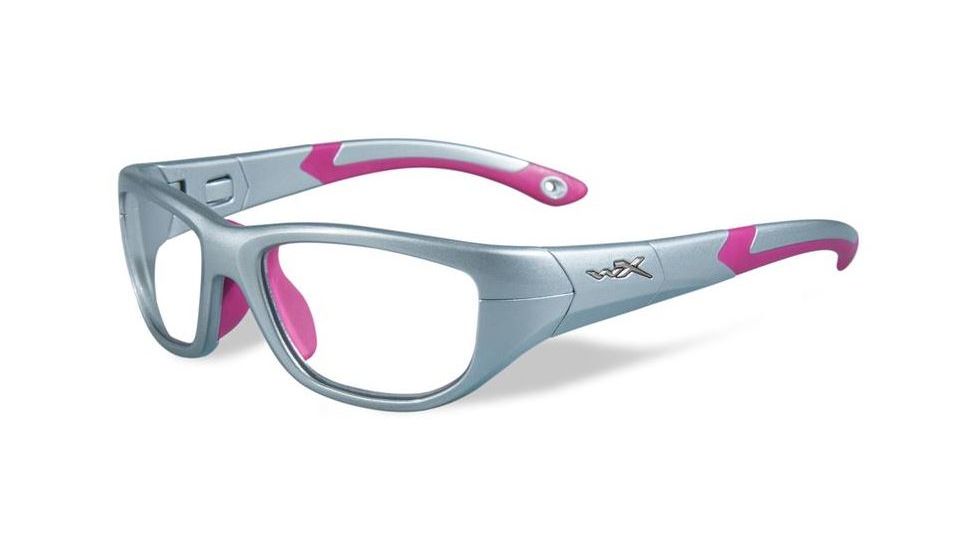 Wiley X Youth Force Victory Sunglasses,Silver/Magenta,Clear Lens YFVIC01