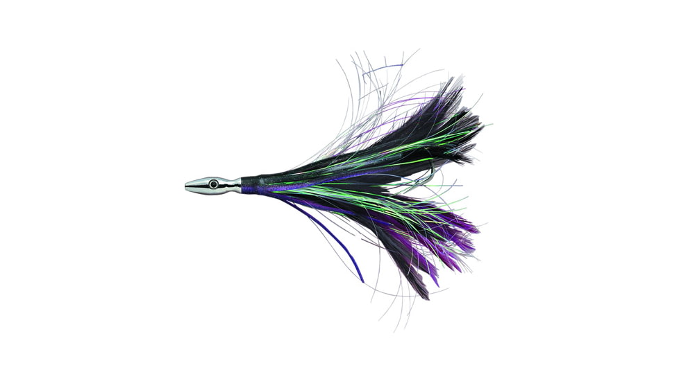 Williamson Flash Feather Rigged Trolling Lure, Black/Purple, 5in, FFR05BLKPrpL