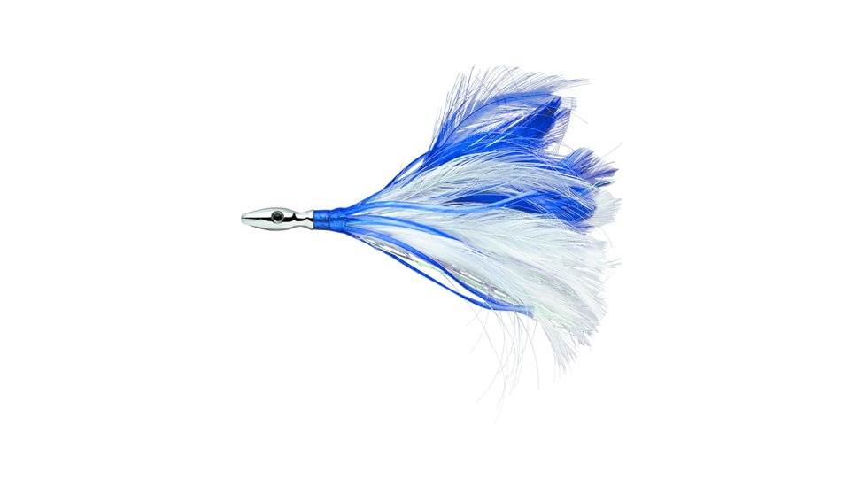 Williamson Flash Feather Rigged Trolling Lure, Blue/White, 3in, FFR03BLW