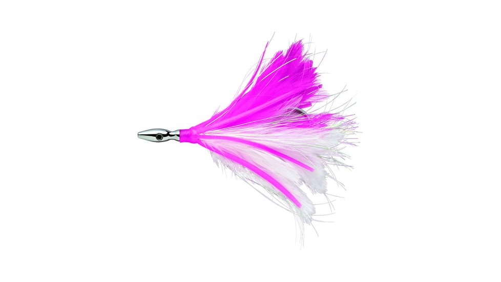 Williamson Flash Feather Rigged Trolling Lure, Pink/White, 4in, FFR04PW
