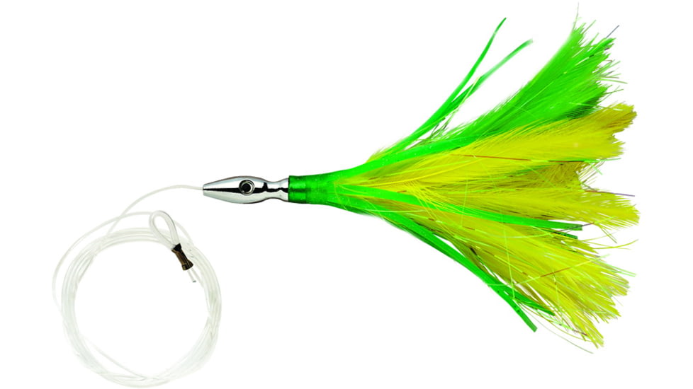 Williamson Flash Feather Rigged Trolling Lure, Yellow Green, 3in, FFR03YG