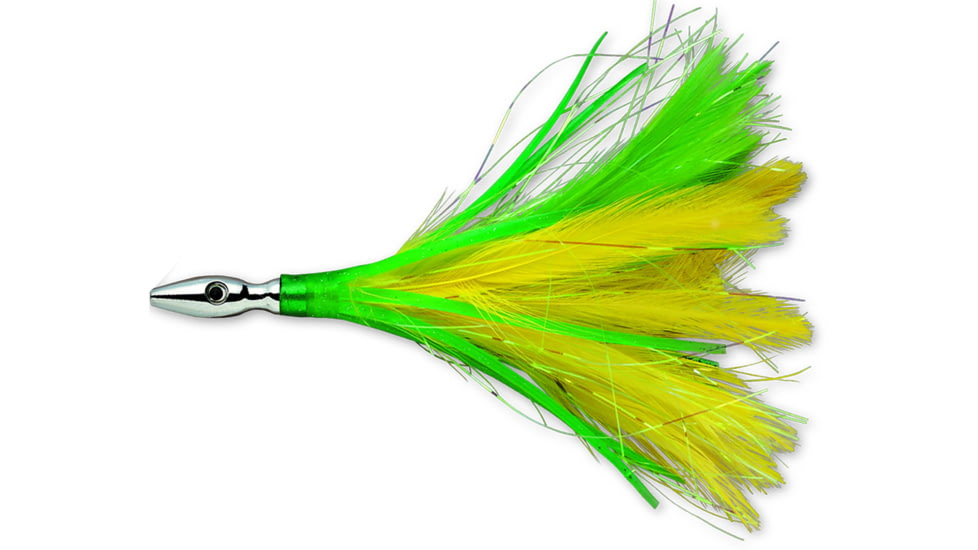 Williamson Flash Feather Rigged Trolling Lure, Yellow Green, 4in, FFR04YG