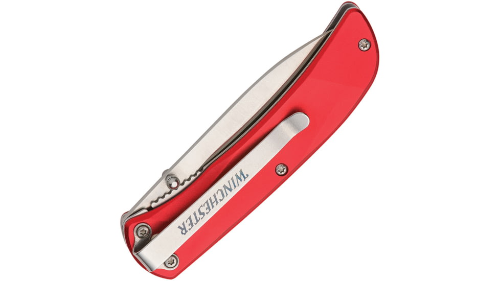 Winchester Knife 6.75'' Oal Ss /red Aluminum Handle W/clip