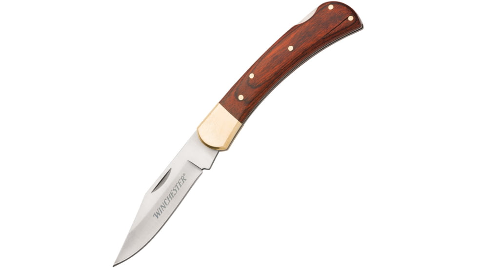 Winchester Knife 6.87'' Oal Ss /wood Folder W/pocket Clip