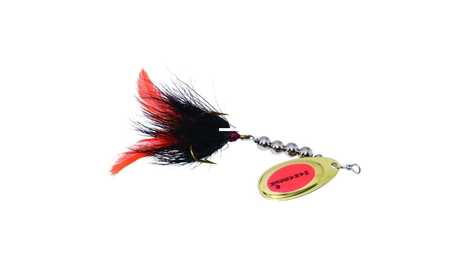 Windels Tackle Company Pike Harasser Bucktail Spinner, 5/0 Hook, Black/Orange, #5 Blade, 4in, PH-1O