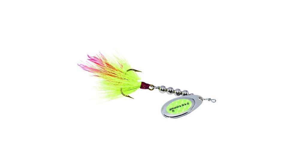 Windels Tackle Company Pike Harasser Bucktail Spinner, 5/0 Hook, Chartreuse/Chartreuse, #5 Blade, 4in, PH-9C