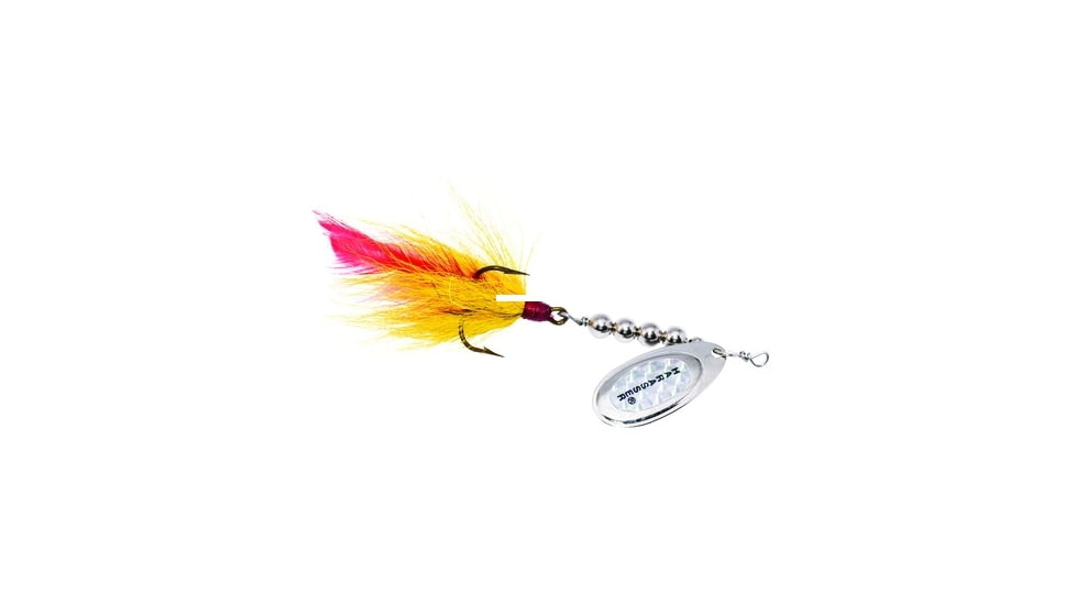 Windels Tackle Company Pike Harasser Bucktail Spinner, 5/0 Hook, Yellow/Silver, #5 Blade, 4in, PH-3S
