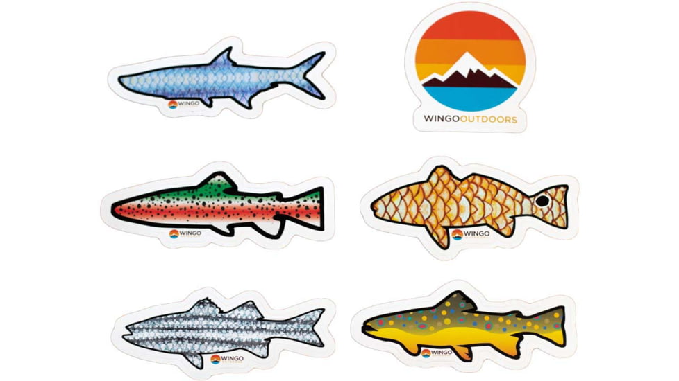 Wingo Outdoors Decal Stickers, 6-Pack, W-DEC-FIS-6PK