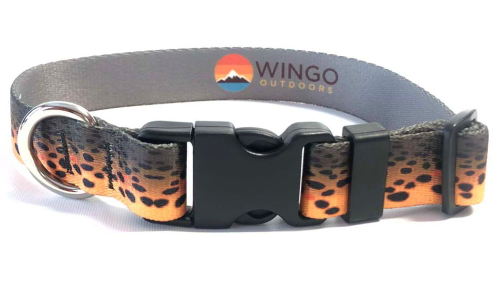 Wingo Outdoors Dog Collar - RepYourWater, Brown Trout, Large/X-Large, W-COL-504-LXL