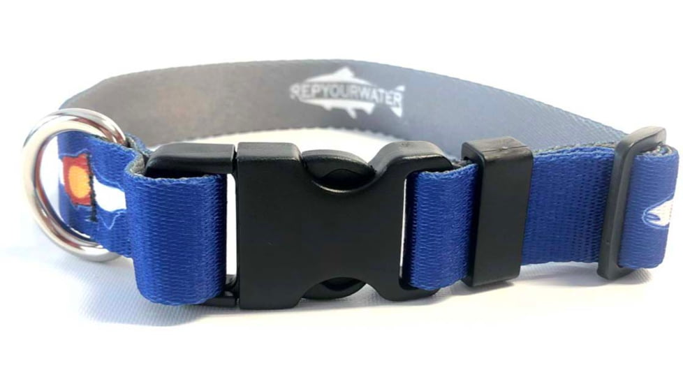 Wingo Outdoors Dog Collar - RepYourWater, CO Flag Trout, Small/Medium, W-COL-505-SMD