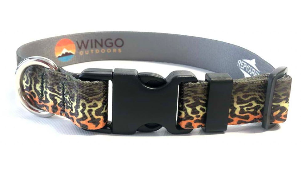 Wingo Outdoors Dog Collar - RepYourWater, Tiger Trout, Small/Medium, W-COL-512-SMD